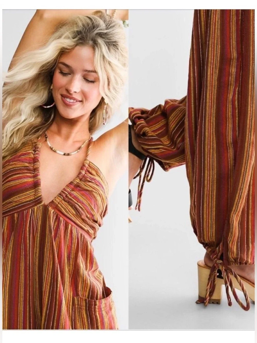 Free People Sundaze For Surfin V-Neck Jumpsuit